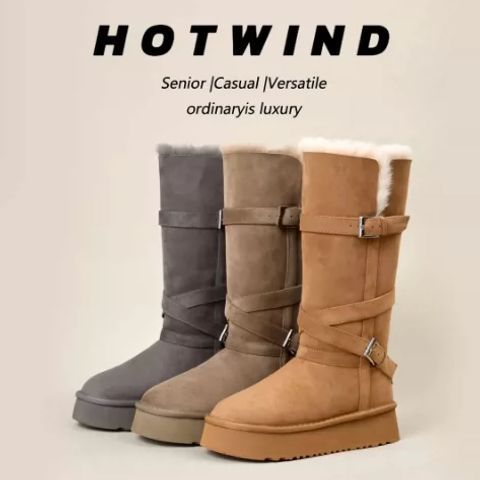 许你耀眼搭扣小香风冬季中筒保暖厚底时尚雪地靴女