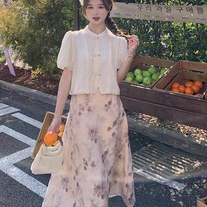 新款上衣秋装室内中式上衣半身裙新款两件套女装精品时尚两件套
