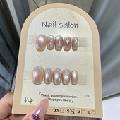 穿戴甲猫眼穿戴甲指甲贴片纯手工半手工美甲假指甲鎏金324款 式