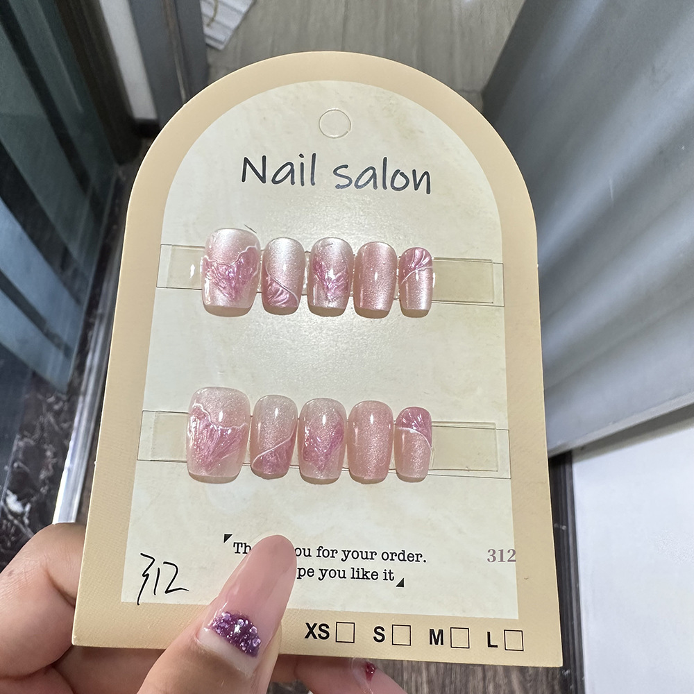 穿戴甲猫眼穿戴甲指甲贴片纯手工半手工美甲假指甲鎏金312款式