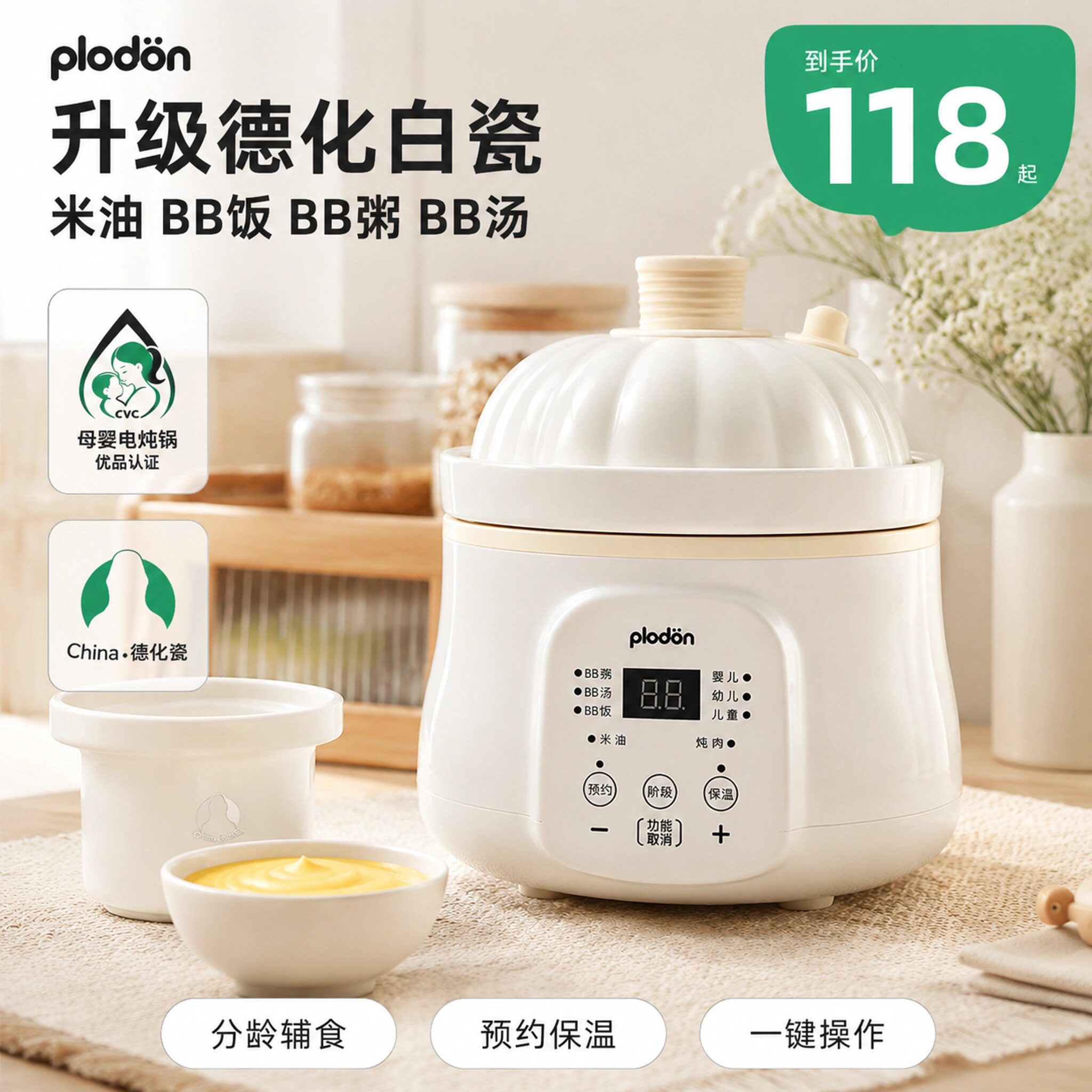 plodon浦利顿辅食锅婴幼儿电炖锅图片