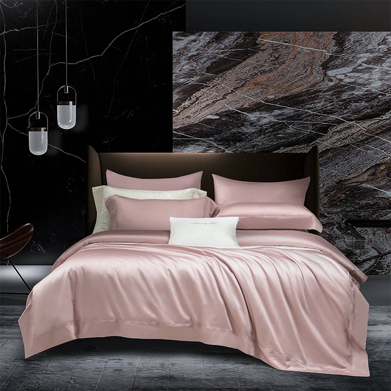 欧式高端进口160支纯棉全棉床单四件套奢华纯色被套简约床上用品