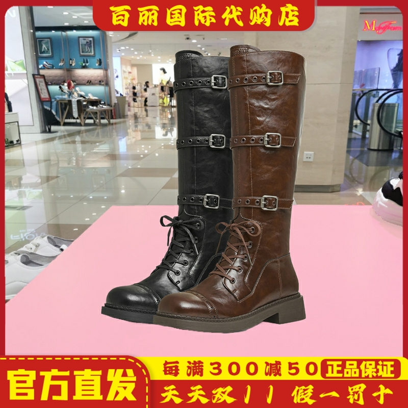 天美意时尚西部骑士靴长靴女鞋
