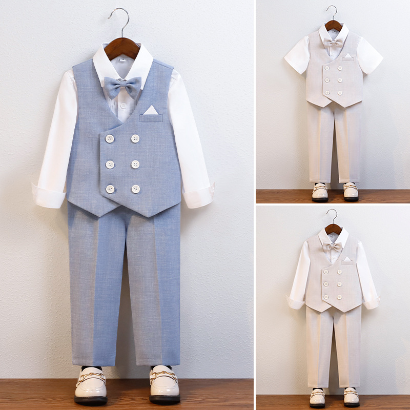 儿童西装马甲套装男童钢琴主持演出服花童婚礼服周岁小童西服春夏