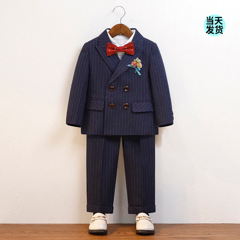 男童走秀礼服套装英伦风洋气春秋花童儿童西服宝宝周岁小西装套装