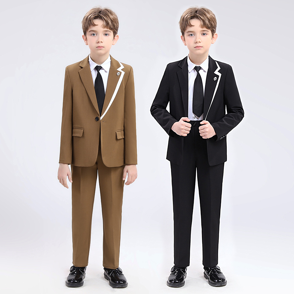 儿童礼服男童西装套装春秋男孩中大童花童婚礼西服钢琴主持演出服