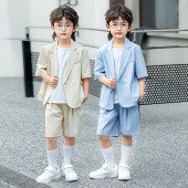 中大童西装 儿童夏装 男孩宝宝短袖 夏季 演出服 男童西服花童礼服套装
