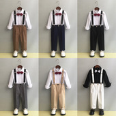 英伦风男孩小西装 套装 背带裤 男童礼服春夏幼儿园大合唱演出服长袖