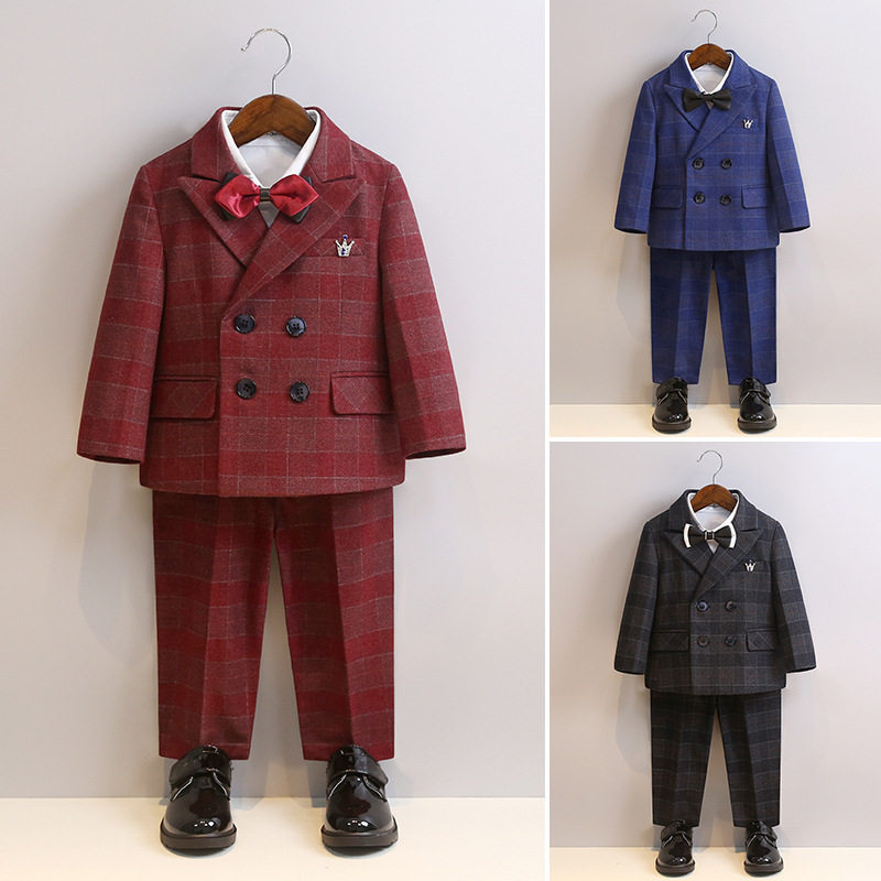 儿童走秀礼服英伦西服男童宝宝小西装宝宝演出服春秋男孩花童套装
