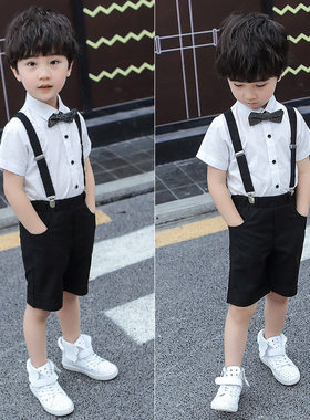 演出服男孩背带裤套装礼服六一夏