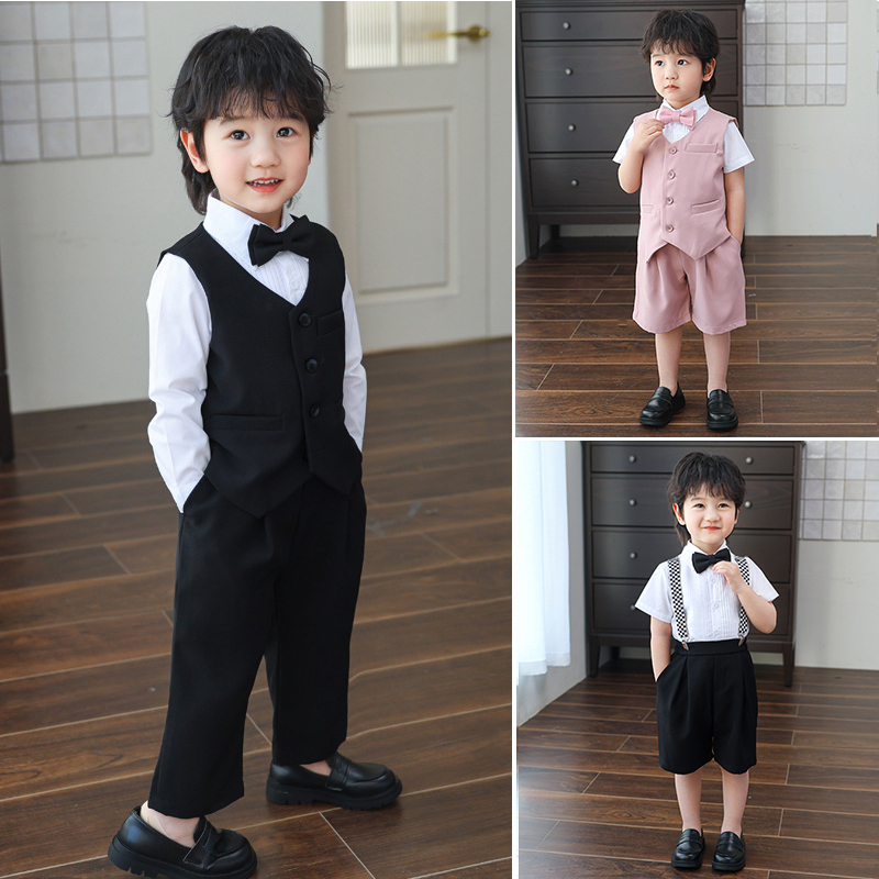 生日小男孩短袖背带裤春夏演出服