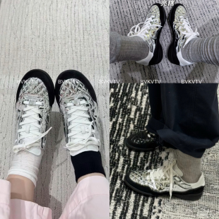 BVKVTV 顶配版 ~新配色 25FW银色镜面菱格休闲运动鞋德训鞋女
