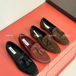 BVKVTV 宝藏鞋~04/13新品25ss尖头流苏平底百搭乐福鞋 单鞋 女鞋