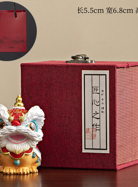 中国风黄色狮子头舞狮醒狮小摆件桌面装饰品创意文创生日礼物