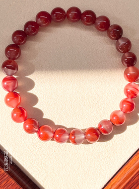 澜山能量冰飘南红手链新中式喜火