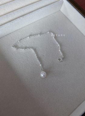 Vintage极简ins素银天然水滴珍珠女手链不易氧化学生通勤百搭礼物
