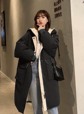 过膝羽绒棉服女中长款秋冬季外套2026新款棉衣韩版宽送过膝保暖潮