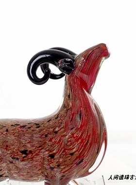 吉祥红色羊生肖琉璃客厅摆件