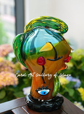 人间遗珠马尾辫女孩人脸琉璃摆件