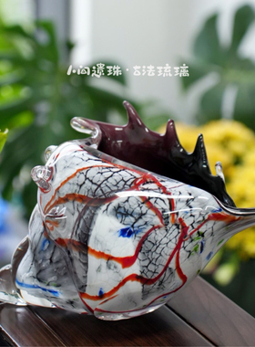 人间遗珠流光白海螺琉璃摆件