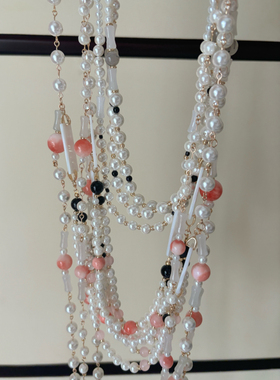 日常双层项链明制汉服马面裙配饰品长款毛衣链十三余今时兔同款