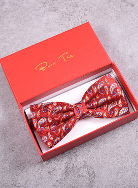 Bow Tie欧美大牌外贸出口原单真丝男士新郎伴郎西装衬衣红色领结