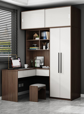 衣柜连书桌柜一体组合转角现代简约小户型带电脑桌儿童L型写字台