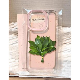 粉框柚子叶手机壳适用苹果17promax透明iPhone16p个性15创意14高级感13新款12/11镜头全包xr防摔保护套软
