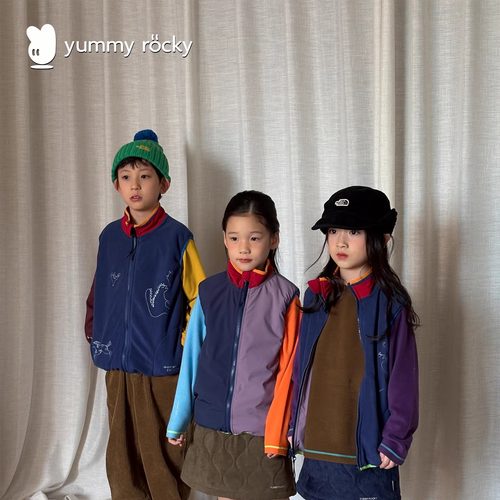 yummyrocky进口机刺绣永久抑菌抓绒双面穿保暖马甲