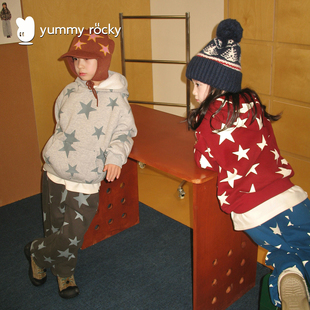yummyrocky星星印花加绒儿童卫衣2025秋冬新款 抗菌抗静电休闲卫裤