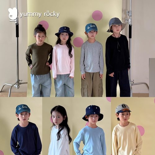 【满2减5】yummyrocky亲子基础百搭A类优可丝柔软亲肤纯色T