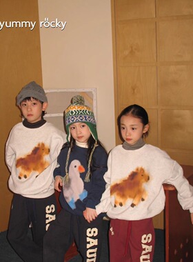 yummyrocky【加厚一体绒】祛味抑菌环保无痕双面印花套头卫衣