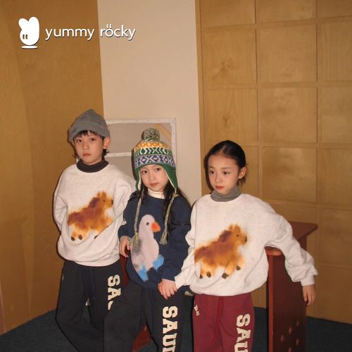 yummyrocky【加厚一体绒】祛味抑菌环保无痕双面印花套头卫衣