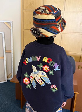 yummyrocky进口机贴布刺绣索罗娜双面绒保暖卫衣