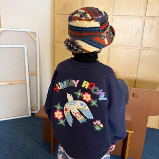 yummyrocky进口机贴布刺绣索罗娜双面绒保暖卫衣