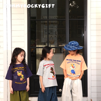 yummyrocky插画植绒印花亲子T恤