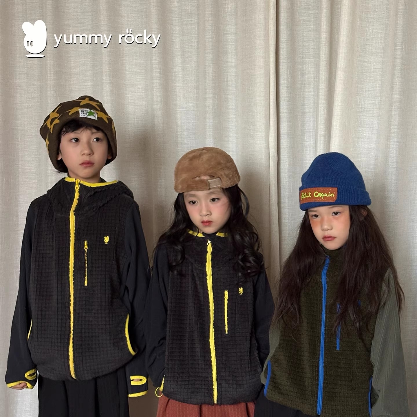 yummyrocky进口机刺绣超软糯轻量蓄热抗静电抗菌保暖连帽拉链衫