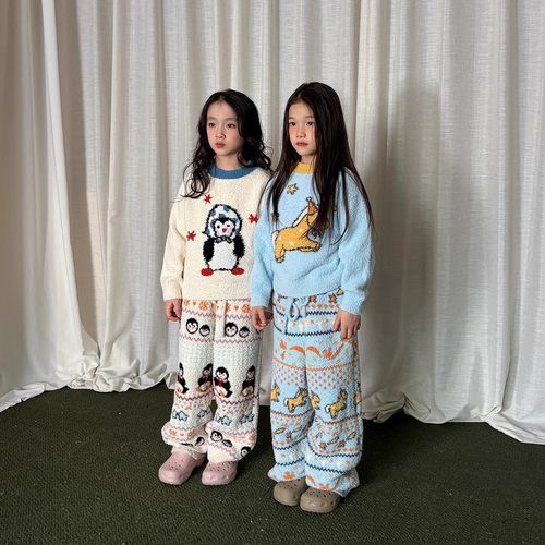 yummyrocky【居家神器】小企鹅/小马提花超柔软保暖家居服套装