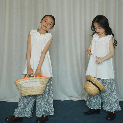 yummyrocky亲子款柔软新疆棉A类立体花朵领背心裙/印花阔腿裤