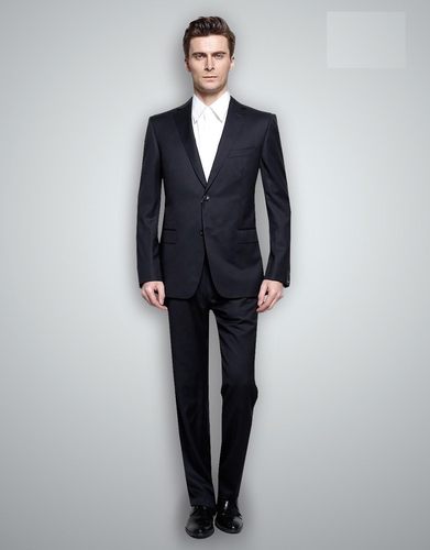 男士纯羊毛西服深蓝色职业装