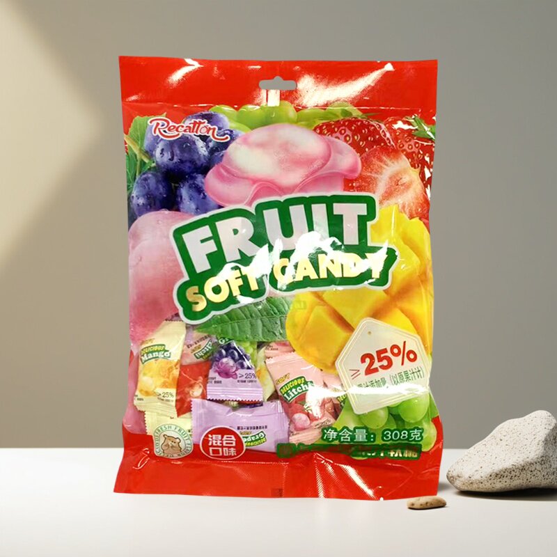 威卡伦剥皮糖果汁夹心软糖什锦味308g儿童糖果喜糖送礼摆盘