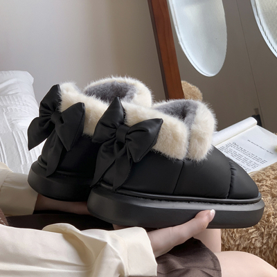 包跟蝴蝶结棉拖鞋保暖时尚