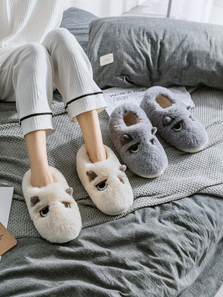 棉拖鞋女可爱包跟毛绒秋冬季家用情侣室内保暖家居男棉鞋月子冬天