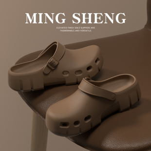 外穿厚底防滑包头护士网红百搭勃肯凉拖鞋 女士夏季 复古洞洞鞋 法式