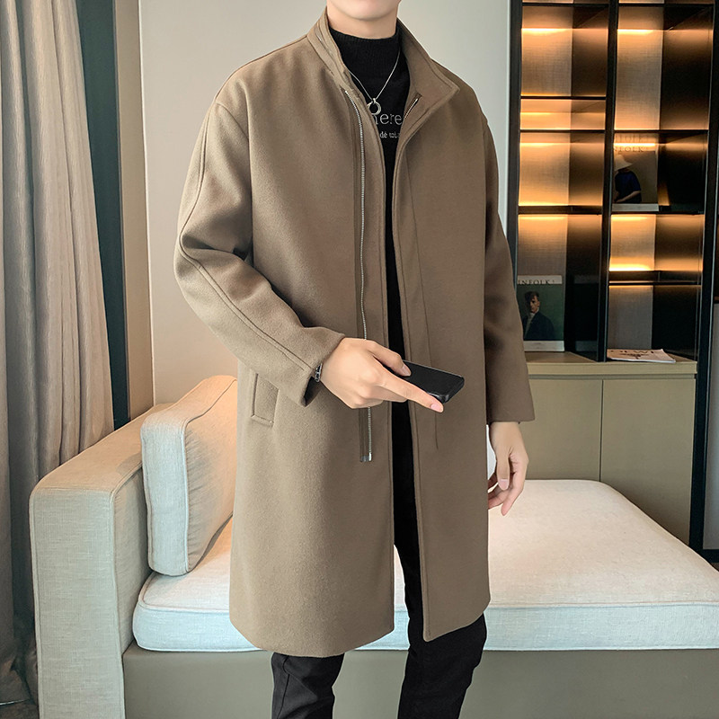 店主风加厚男士中长款风衣过膝毛呢外套B358-F113-P120加棉P130,男装风衣,电商B345