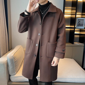 店主风中长款大衣男宽松毛呢帅气外套B358-F118-P120加棉P130图片
