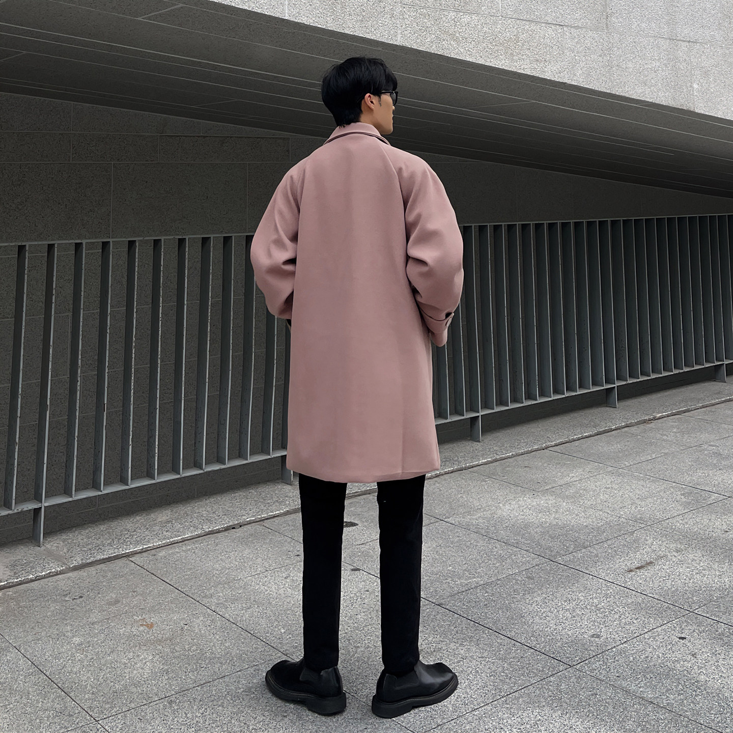 韩系风衣中长毛呢大衣外套男B345-F108-P120加棉P130,男装风衣,电商B345