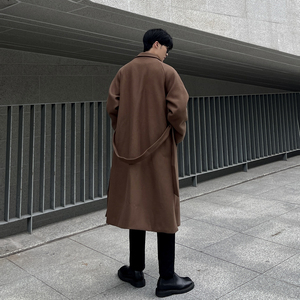 韩系毛呢大衣男长款过膝风衣B345-F115-P125加棉P135图片