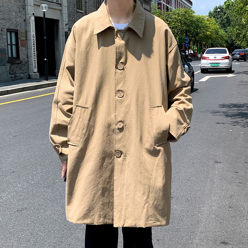 港风风衣男港风秋季宽松潮流中长款外套B358-F86-P100,男装风衣,电商B345