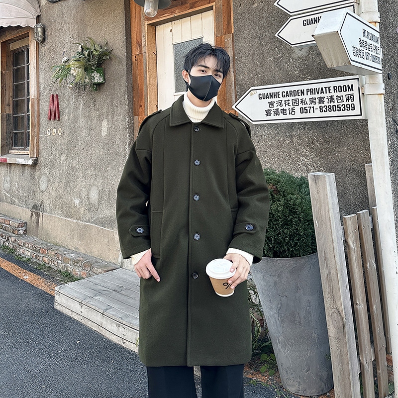 秋冬男士中长款风衣宽松过外套呢子大衣B358-F112-P125加棉P135,男装风衣,电商B345